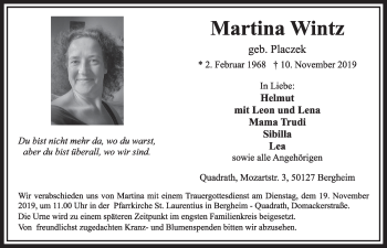Anzeige von Martina Wintz von  Sonntags-Post 