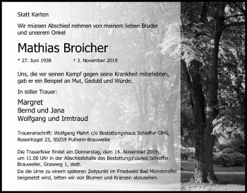 Anzeige von Mathias Broicher von Kölner Stadt-Anzeiger / Kölnische Rundschau / Express