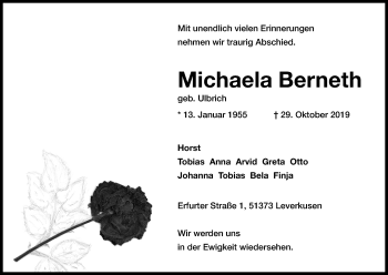Anzeige von Michaela Berneth von Kölner Stadt-Anzeiger / Kölnische Rundschau / Express