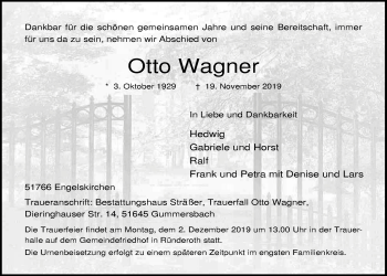Anzeige von Otto Wagner von  Anzeigen Echo 