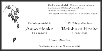 Anzeige von Reinhard Heske von  Blickpunkt Euskirchen 