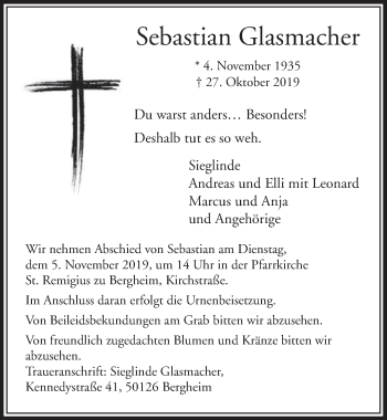 Anzeige von Sebastian Glasmacher von  Sonntags-Post 
