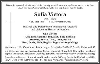 Anzeige von Sofia Victora von  Werbepost 