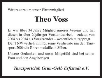 Anzeige von Theo Voss von  Werbepost 