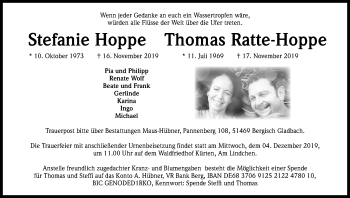 Anzeige von Thomas Ratte-Hoppe von Kölner Stadt-Anzeiger / Kölnische Rundschau / Express