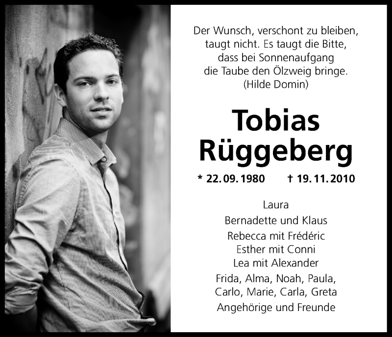  Traueranzeige für Tobias Rüggeberg vom 16.11.2019 aus Kölner Stadt-Anzeiger / Kölnische Rundschau / Express