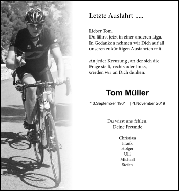 Anzeige von Tom Müller von Kölner Stadt-Anzeiger / Kölnische Rundschau / Express
