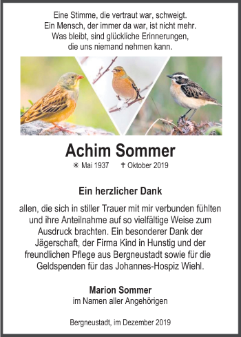 Anzeige von Achim Sommer von Kölner Stadt-Anzeiger / Kölnische Rundschau / Express