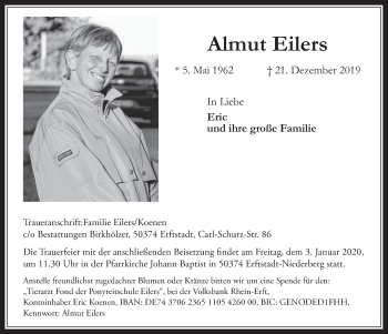Anzeige von Almut Eilers von  Blickpunkt Euskirchen 