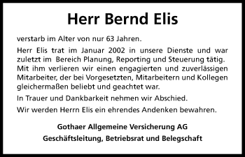 Anzeige von Bernd Elis von Kölner Stadt-Anzeiger / Kölnische Rundschau / Express