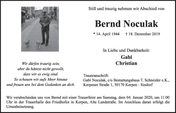 Anzeige von Bernd Noculak von  Sonntags-Post 