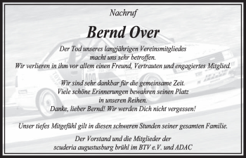 Anzeige von Bernd Over von  Schlossbote/Werbekurier 