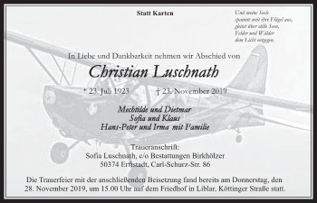 Anzeige von Christian Luschnath von  Werbepost 