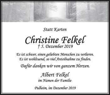 Anzeige von Christine Felkel von  Sonntags-Post 