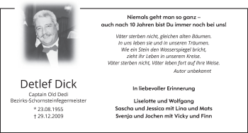Anzeige von Detlef Dick von  Werbepost 