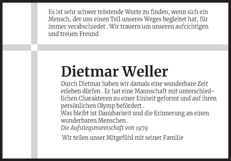  Traueranzeige für Dietmar Weller vom 16.12.2019 aus Kölner Stadt-Anzeiger / Kölnische Rundschau / Express