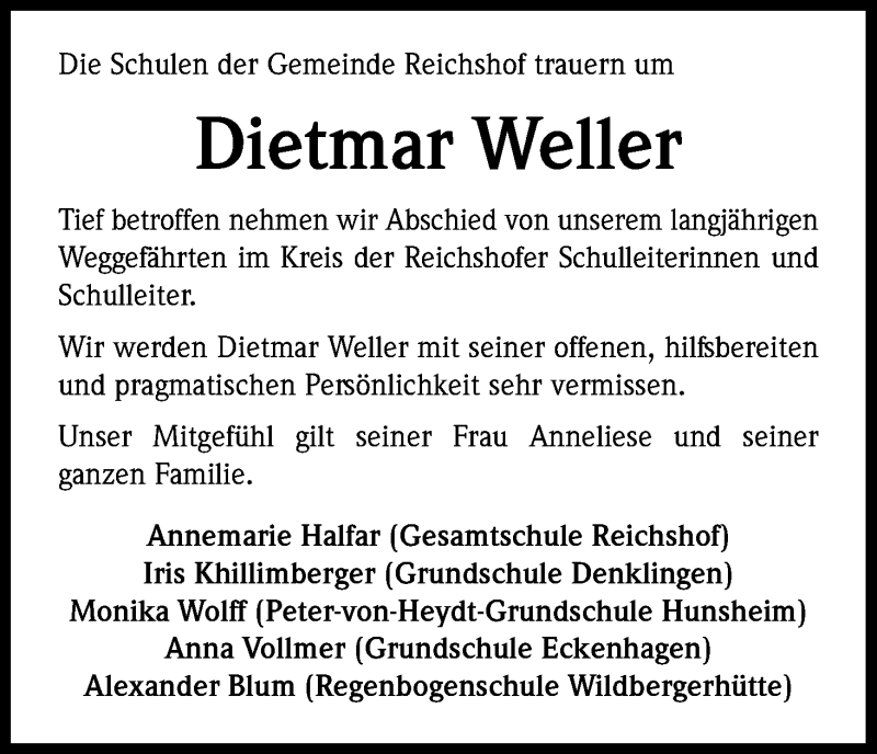  Traueranzeige für Dietmar Weller vom 11.12.2019 aus Kölner Stadt-Anzeiger / Kölnische Rundschau / Express