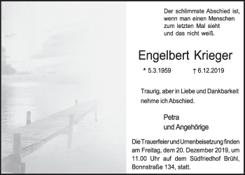 Anzeige von Engelbert Krieger von  Schlossbote/Werbekurier 
