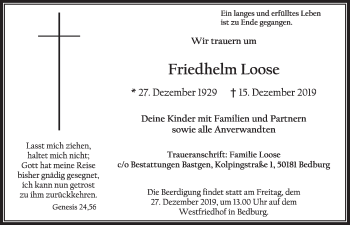 Anzeige von Friedhelm Loose von  Sonntags-Post 