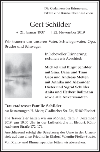 Anzeige von Gert Schilder von  Werbepost 