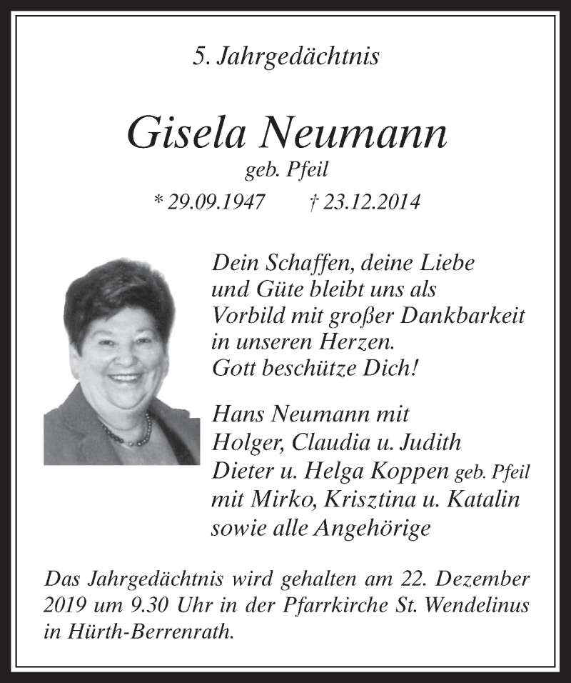  Traueranzeige für Gisela Neumann vom 18.07.2023 aus  Wochenende 