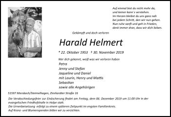 Anzeige von Harald Helmert von Kölner Stadt-Anzeiger / Kölnische Rundschau / Express