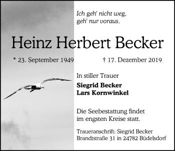 Anzeige von Heinz Herbert Becker von Kölner Stadt-Anzeiger / Kölnische Rundschau / Express