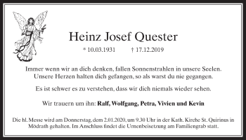 Anzeige von Heinz Josef Quester von  Werbepost 