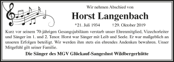 Anzeige von Horst Langenbach von  Anzeigen Echo 
