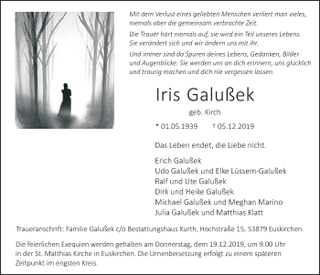 Anzeige von Iris Galußek von  Blickpunkt Euskirchen 