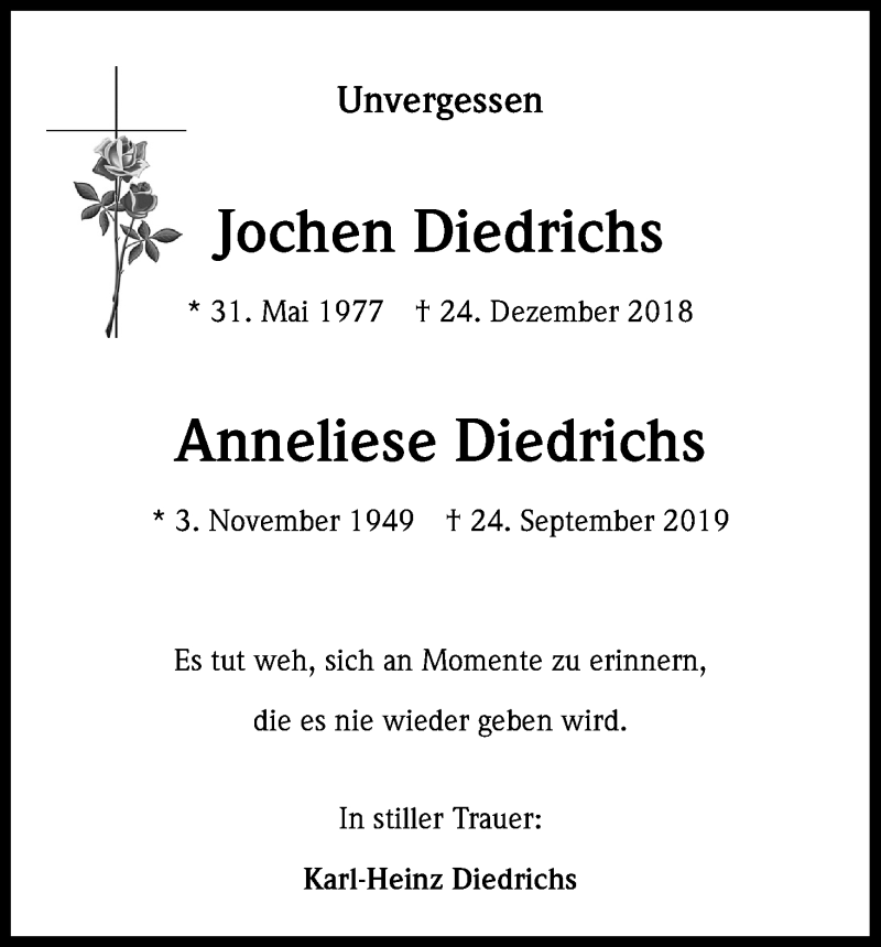  Traueranzeige für Jochen Diedrichs vom 24.12.2019 aus Kölner Stadt-Anzeiger / Kölnische Rundschau / Express