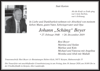Anzeige von Johann Beyer von  Werbepost 