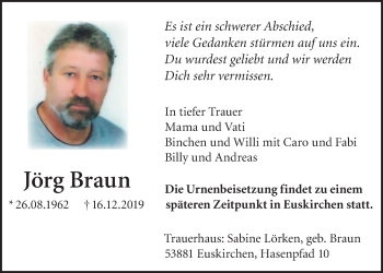Anzeige von Jörg Braun von  Blickpunkt Euskirchen 