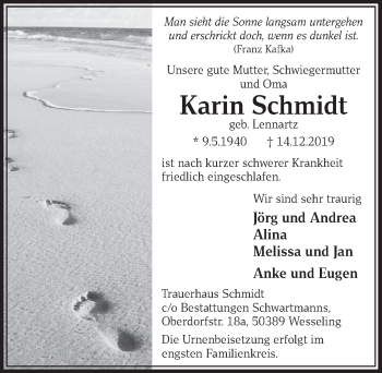 Anzeige von Karin Schmidt von  Schlossbote/Werbekurier 