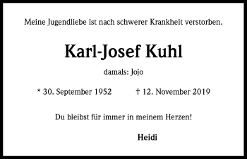 Anzeige von Karl-Josef Kuhl von Kölner Stadt-Anzeiger / Kölnische Rundschau / Express
