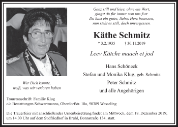 Anzeige von Käthe Schmitz von  Schlossbote/Werbekurier 