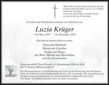 Anzeige von Luzia Krüger von  Werbepost 