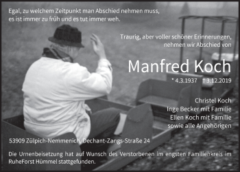 Anzeige von Manfred Koch von  Blickpunkt Euskirchen 