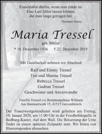 Anzeige von Maria Tressel von  Werbepost 
