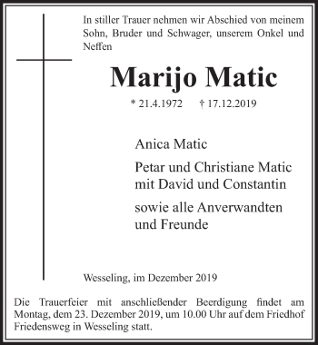 Anzeige von Marijo Matic von  Schlossbote/Werbekurier 
