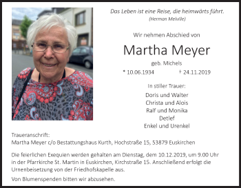 Anzeige von Martha Meyer von Kölner Stadt-Anzeiger / Kölnische Rundschau / Express
