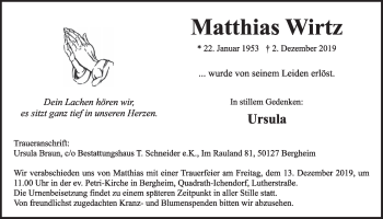 Anzeige von Matthias Wirtz von  Sonntags-Post 