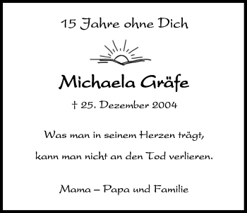 Anzeige von Michaela Gräfe von Kölner Stadt-Anzeiger / Kölnische Rundschau / Express