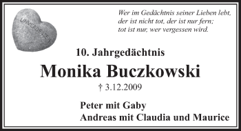 Anzeige von Monika Buczkowski von  Schlossbote/Werbekurier 