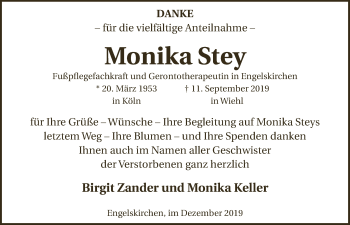 Anzeige von Monika Stey von  Anzeigen Echo 