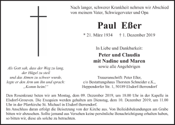 Anzeige von Paul Eßer von  Werbepost 