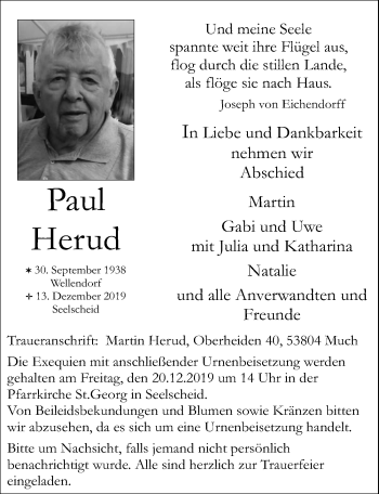 Anzeige von Paul Herud von  Extra Blatt 