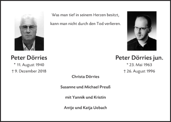 Anzeige von Peter Dörries von  Blickpunkt Euskirchen 