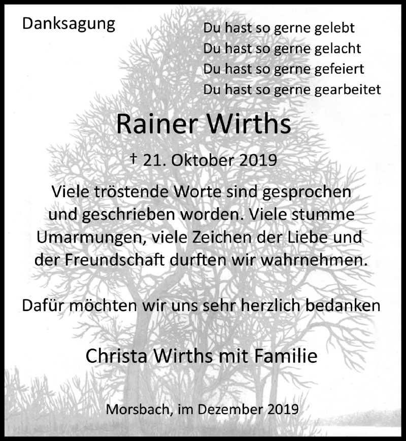  Traueranzeige für Rainer Wirths vom 18.07.2023 aus  Lokalanzeiger 