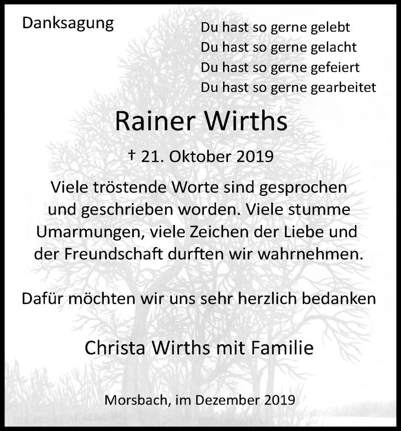  Traueranzeige für Rainer Wirths vom 18.07.2023 aus Kölner Stadt-Anzeiger / Kölnische Rundschau / Express
